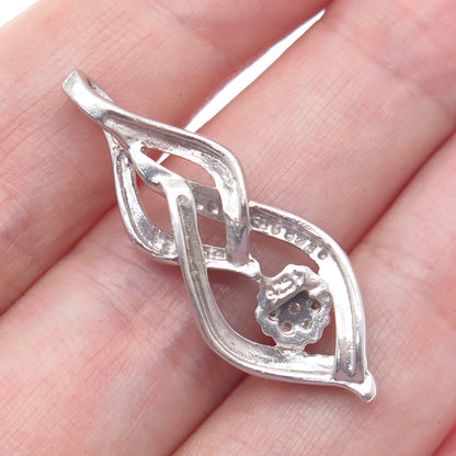 925 Sterling Silver Real Blue & White Diamond Twisted Interlocked Pendant