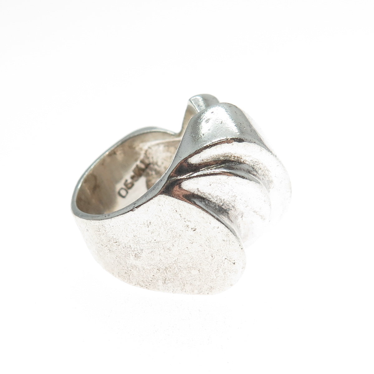 925 Sterling Silver Vintage Mexico Modernist Dome Oxidized Ring Size 6.5