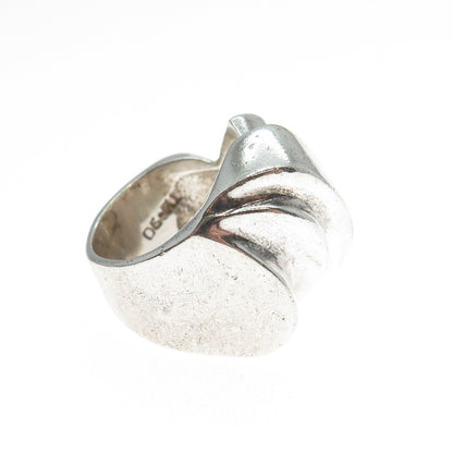 925 Sterling Silver Vintage Mexico Modernist Dome Oxidized Ring Size 6.5