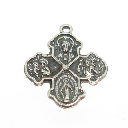 CREED 925 Sterling Silver Antique Art Deco Four Way Cross Religious Pendant