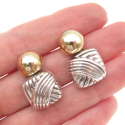 Vaubel 925 Sterling Silver 2-Tone Vintage 1999 Modernist Dangle Earrings