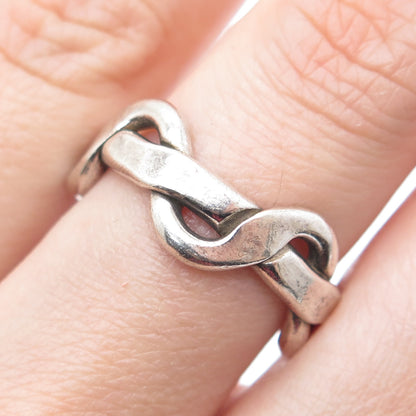 925 Sterling Silver Vintage Infinity Band Oxidized Ring Size 8