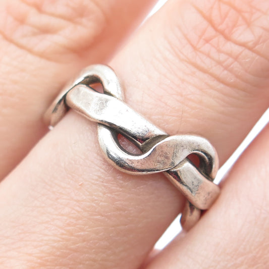 925 Sterling Silver Vintage Infinity Band Oxidized Ring Size 8