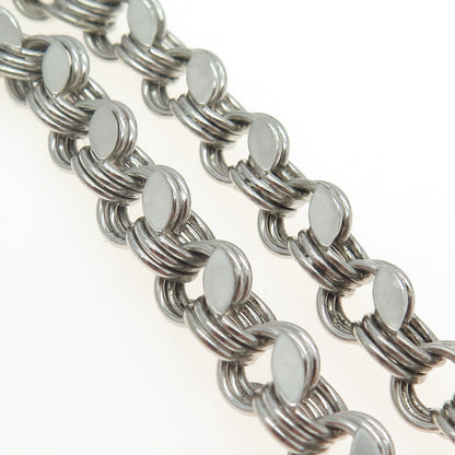 925 Sterling Silver Vintage Modernist Triple Rolo Link Bracelet 7"