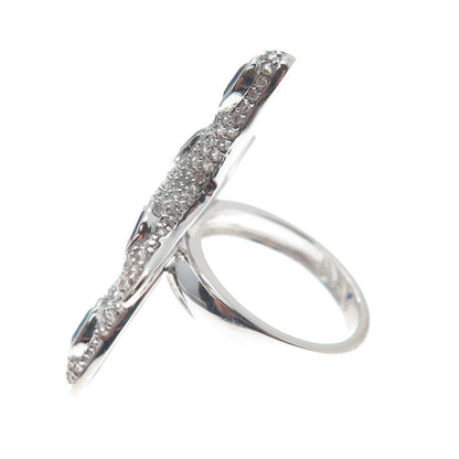 DSMK 925 Sterling Silver Real Sapphire & White Topaz Starfish Ring Size 7.25
