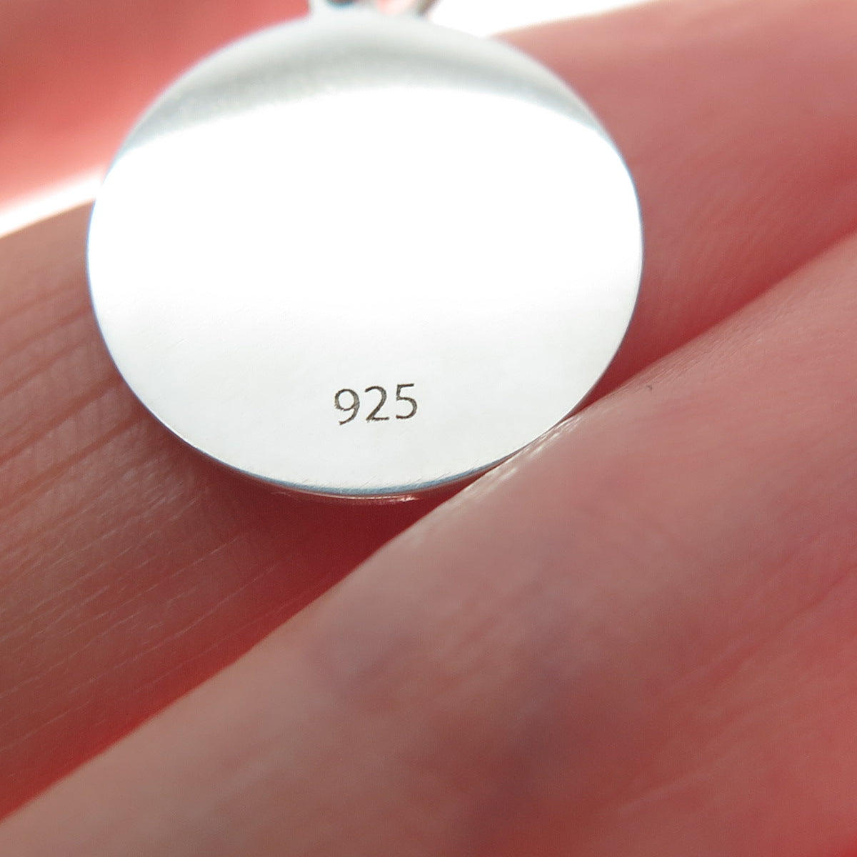 925 Sterling Silver Blue Enamel Male Symbol Round Tag Minimalist Charm Pendant