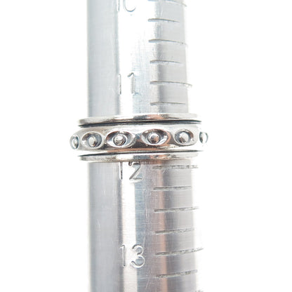 925 Sterling Silver Vintage Evil's Eye Oxidized Rotating Band Ring Size 12