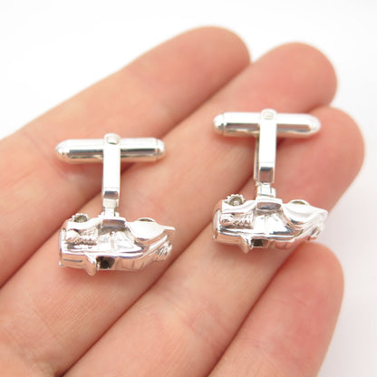 925 Sterling Silver Vintage Retro Car Cufflinks