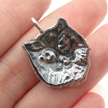 925 Sterling Silver Vintage Persian Cat Oxidized Charm Pendant