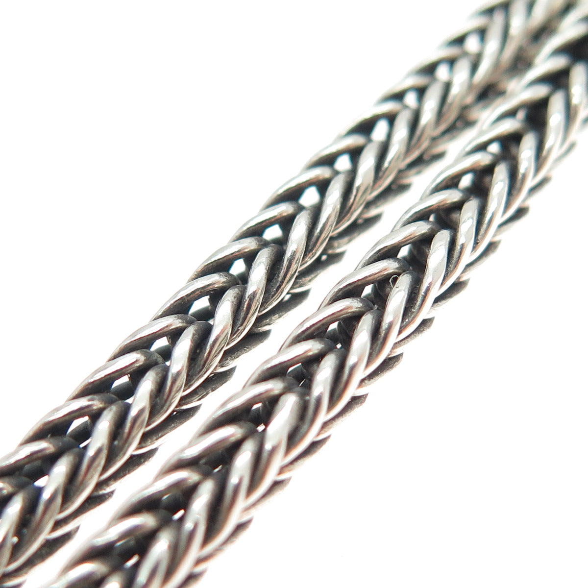 LOIS HILL Sterling Silver Vintage Granulated Scroll Wheat Chain Necklace 16-18"