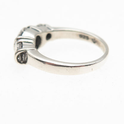 925 Sterling Silver Vintage Round-Cut C Z Engagement Ring Size 7.25
