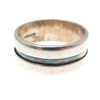 THE SILVERSMITH Sterling Silver Vintage Modernist Oxidized Band Ring Size 7.25