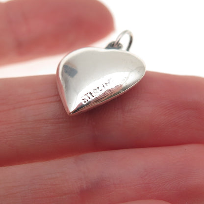 925 Sterling Antique Art Deco Chatelaine Floral Heart Oxidized Charm Pendant