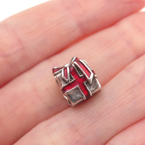 Pandora 925 Sterling Silver Enamel Present Gift Box Slide Bead Charm