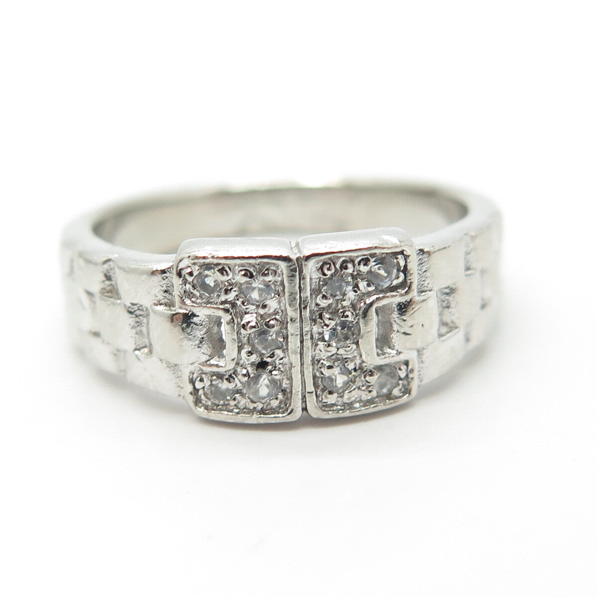 925 Sterling Silver Pave C Z Ring Size 5.75