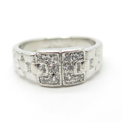 925 Sterling Silver Pave C Z Ring Size 5.75