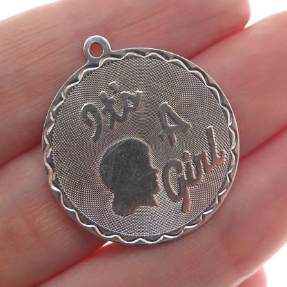 925 Sterling Silver Vintage "It's A Girl" Charm Pendant