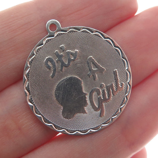 925 Sterling Silver Vintage "It's A Girl" Charm Pendant