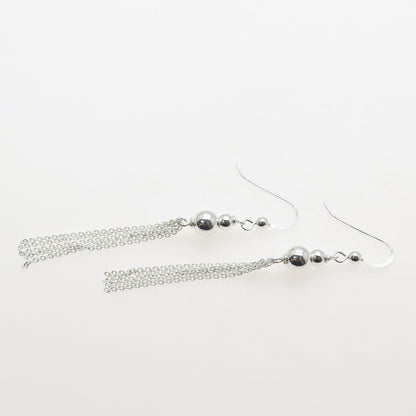 925 Sterling Silver Tassel Chain Drop Earrings