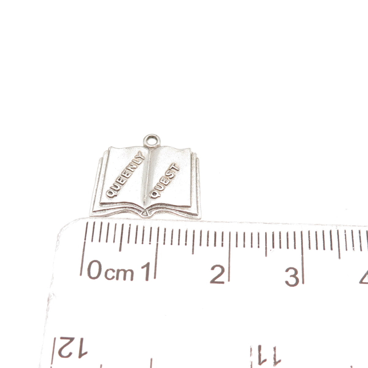 925 Sterling Silver Antique Art Deco Queenly Quest Book Mini Charm Pendant