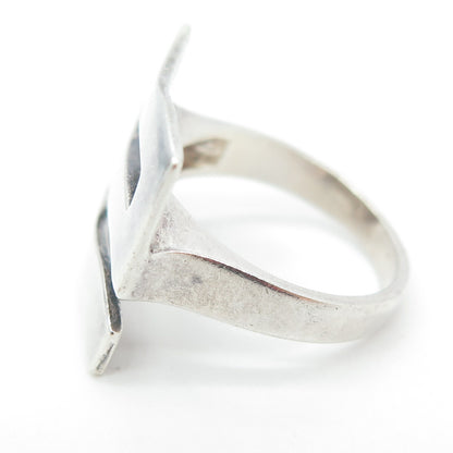 925 Sterling Silver Vintage Lucky Number "2" Modernist Ring Size 9.25