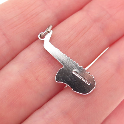 SPIES BROS 925 Sterling Silver Vintage Enamel Saxophone Mini Charm Pendant