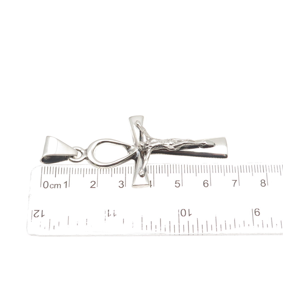 925 Sterling Silver Vintage Egyptian Ankh Crucifix Cross Charm Pendant