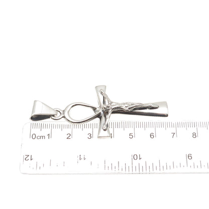 925 Sterling Silver Vintage Egyptian Ankh Crucifix Cross Charm Pendant
