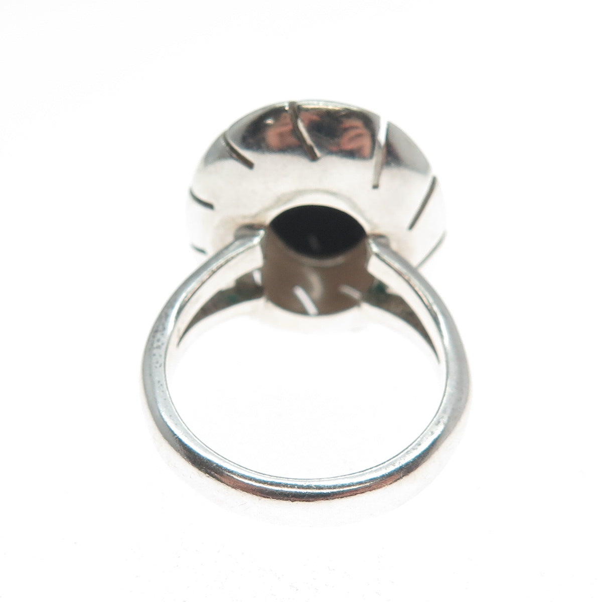 925 Sterling Silver Vintage CII Mexico Real Black Onyx Modernist Ring Size 6.25