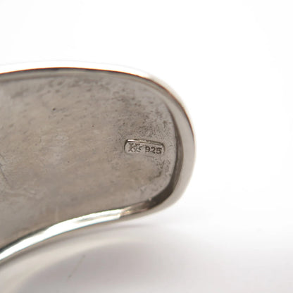 925 Sterling Silver Vintage Hammered Ornate Heart Wide Cuff Bracelet 7 1/4"