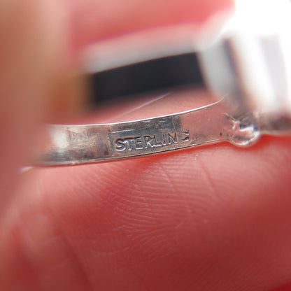 Old Pawn 925 Sterling Silver Vintage Southwestern Turquoise Tribal Ring Size 4.5