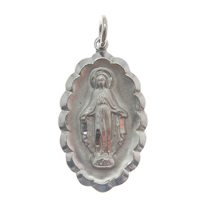 CHAPEL 925 Sterling Silver Filled Vintage St. Mary Miraculous Religious Pendant