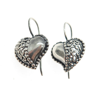 JEZLAINE 925 Sterling Silver Vintage Beaded Swirl Heart Earrings