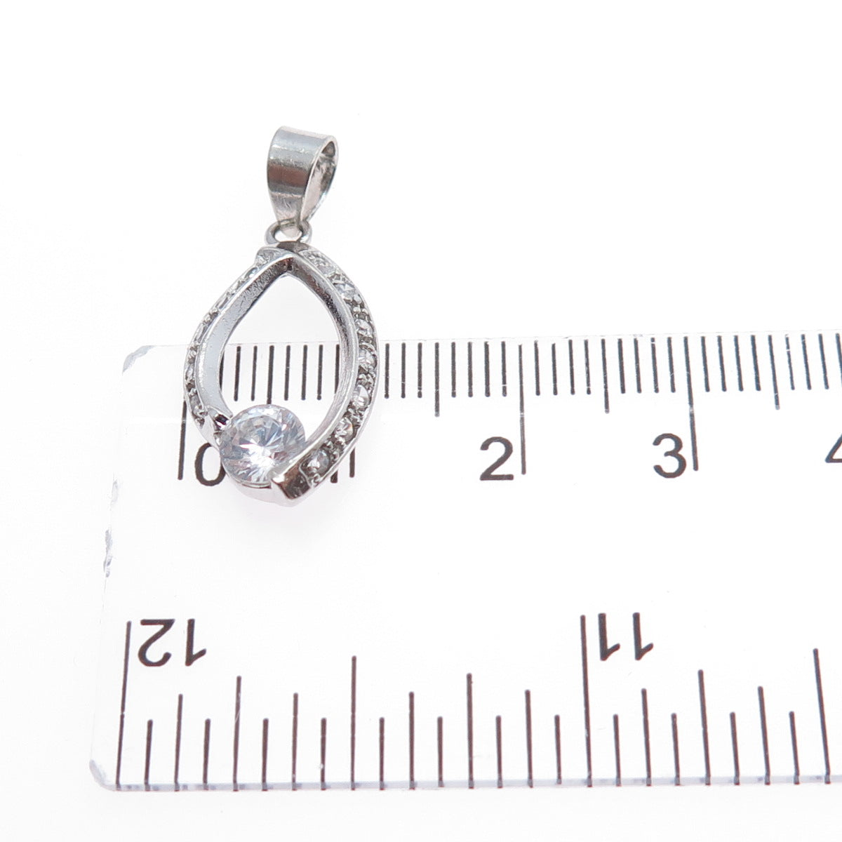 925 Sterling Silver Round-Cut C Z Minimalist Charm Pendant