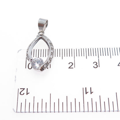 925 Sterling Silver Round-Cut C Z Minimalist Charm Pendant