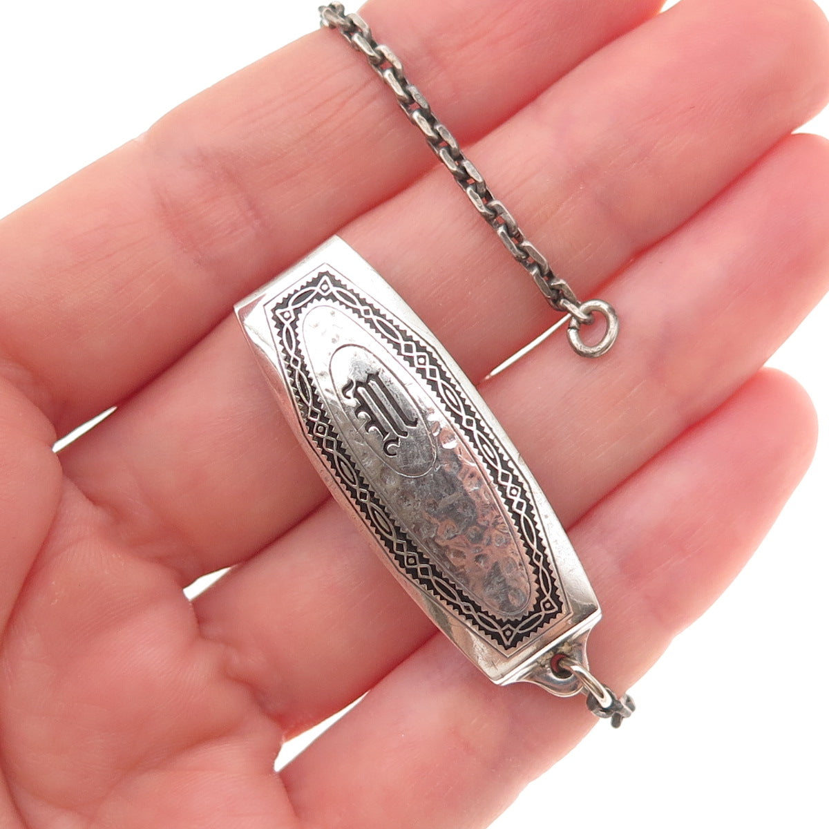 Hickok 925 Sterling Antique Art Deco Letter M Beltogram Pocket Watch Belt Loop