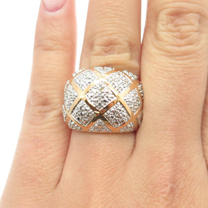 ROSS SIMONS 925 Sterling Silver 2-Tone Real White Diamond Accent Ring Size 6.25