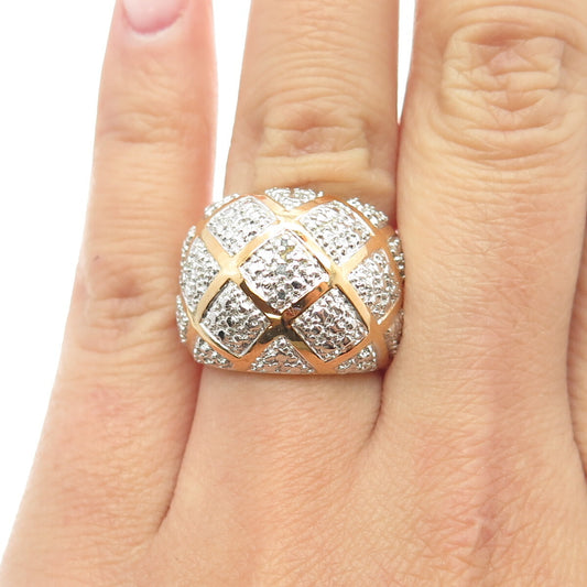 ROSS SIMONS 925 Sterling Silver 2-Tone Real White Diamond Accent Ring Size 6.25