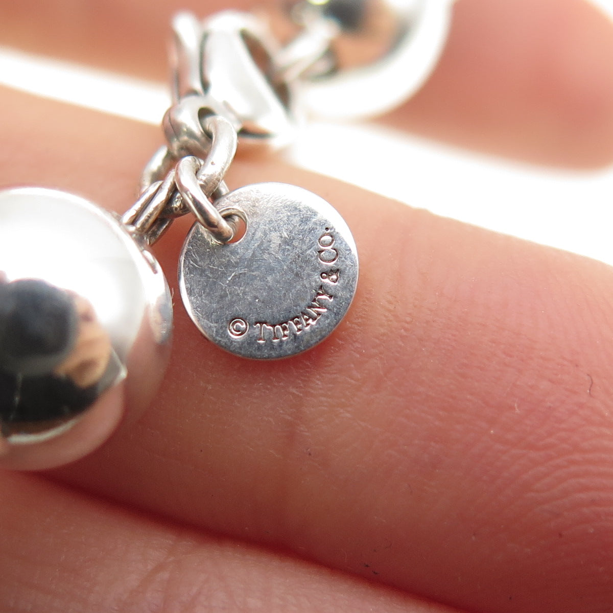 TIFFANY & CO. 925 Sterling Silver Vintage HardWear Ball Beaded Bracelet 7.5"