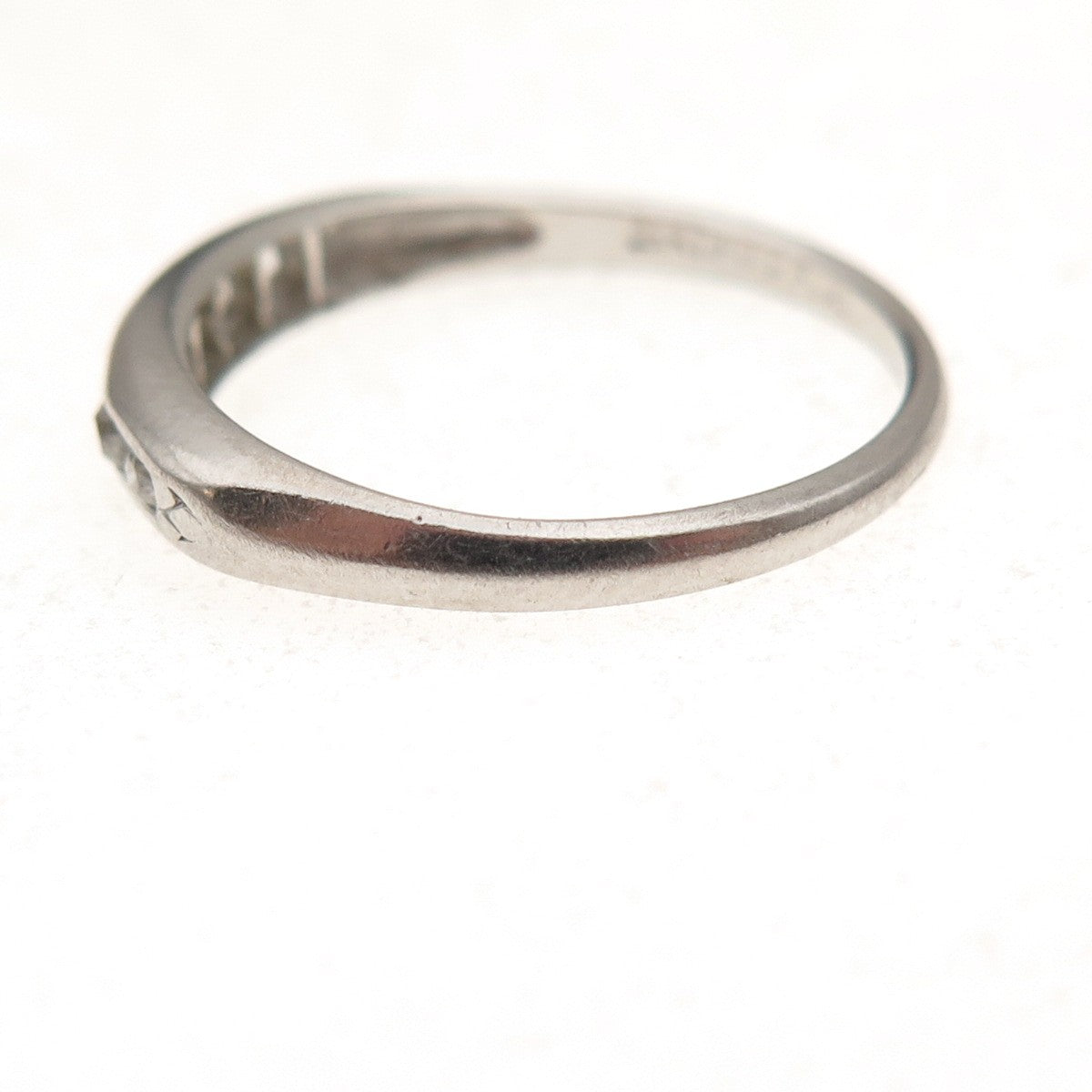 Antique Art Deco Platinum Real Round-Cut Diamond Ring Size 7