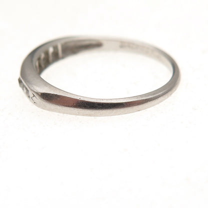 Antique Art Deco Platinum Real Round-Cut Diamond Ring Size 7