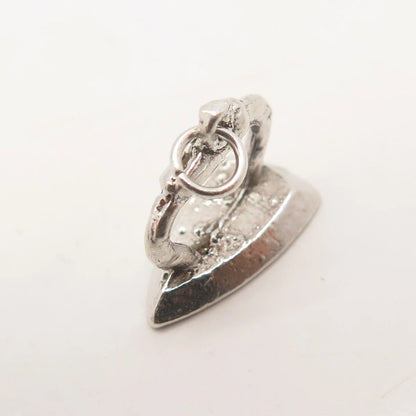 925 Sterling Silver Vintage Iron 3D Charm Pendant