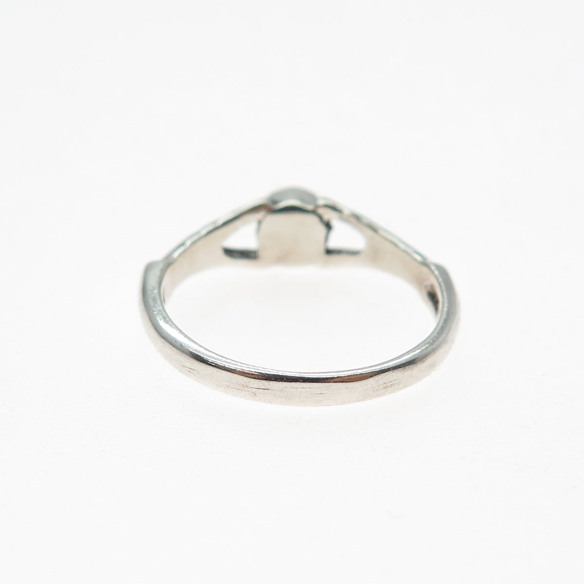 925 Sterling Silver Vintage Real Black Onyx Wishbone Oxidized Ring Size 6.75