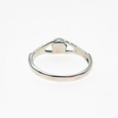 925 Sterling Silver Vintage Real Black Onyx Wishbone Oxidized Ring Size 6.75