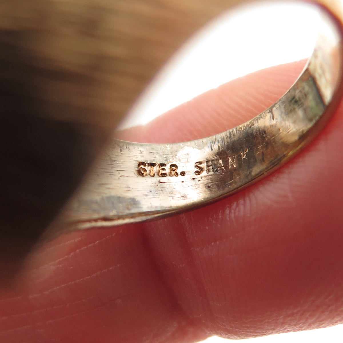 PANETTA Sterling Gold Plated Vintage Real Tiger Eye & Rhinestone Ring Size 6.25