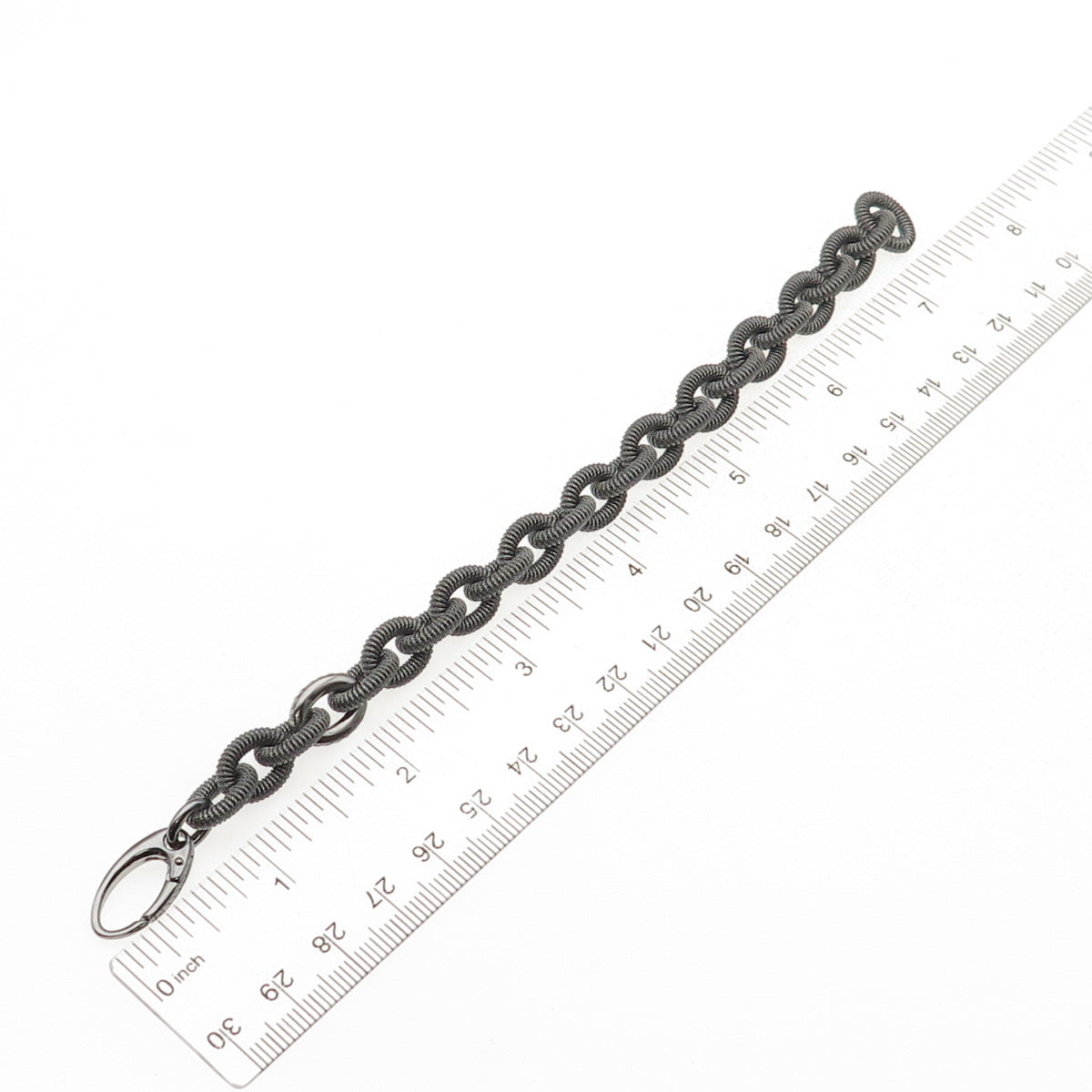 925 Sterling Silver Black Rhodium C Z Cable Link Bracelet 6.75"
