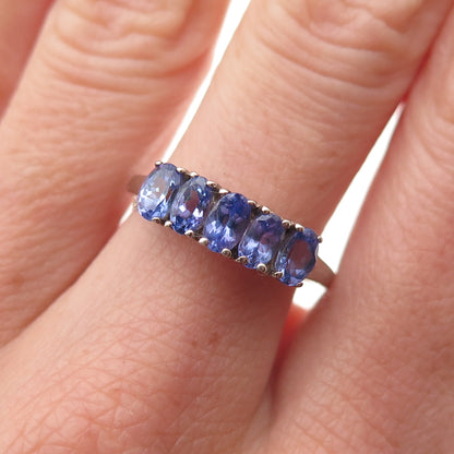 Chuck Clemency 925 Sterling Silver Real Oval-Cut Tanzanite Ring Size 7.75