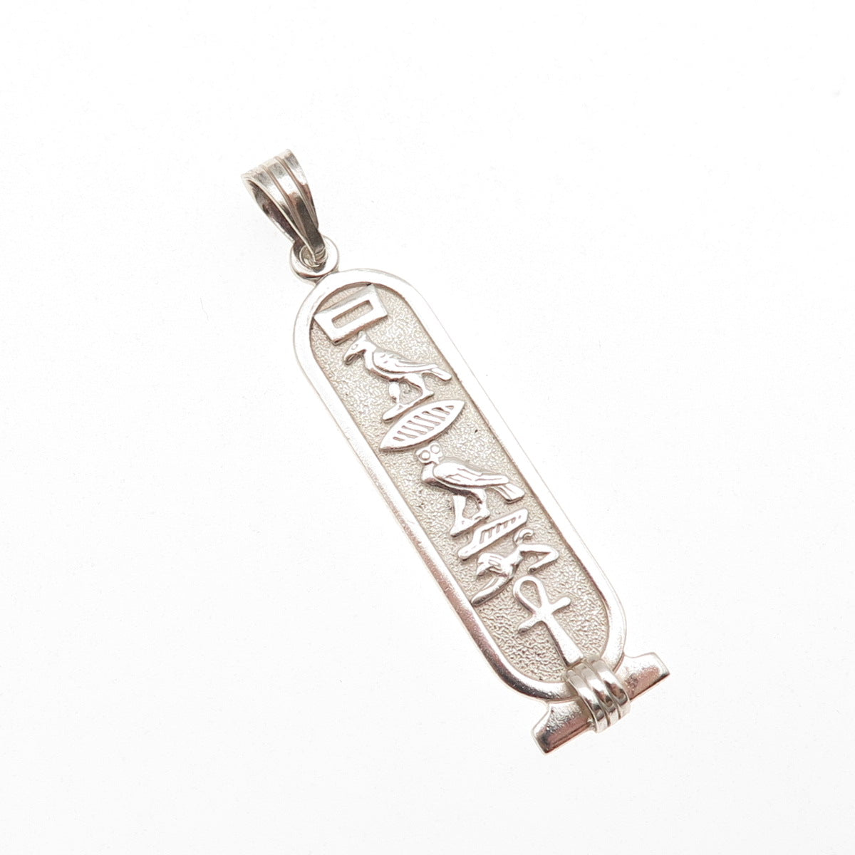 925 Sterling Silver Vintage Egyptian Cartouche Oxidized Charm Pendant