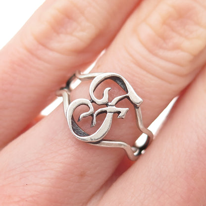 BEAU 925 Sterling Silver Vintage Letter F Initial Adjustable Ring Size 6.25