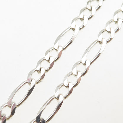 925 Sterling Silver Vintage Italy Figaro Chain Necklace 20"